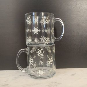 Glass Snowflakes Coffee Mug Set of 2